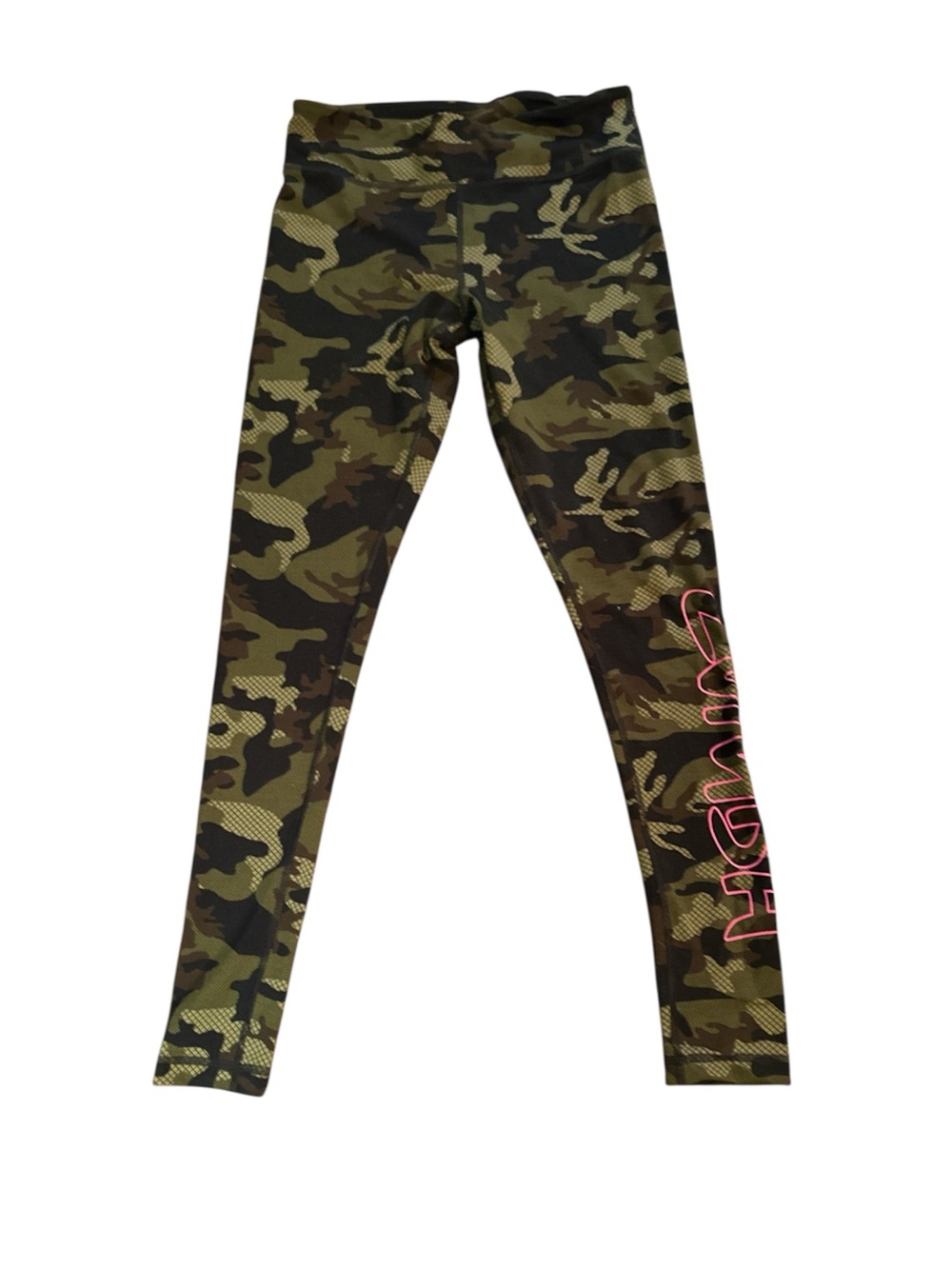 Zumba Fitness Olive Camo Leggings with Pink Script